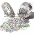 Лазерная серебряная пудра с блестками смешанного цвета для ногтей.